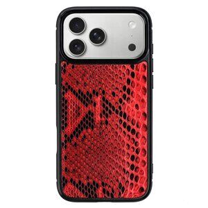 Python Leather iPhone 17 Pro / Pro Max Case • Luxury Exotic • Dark Ruby